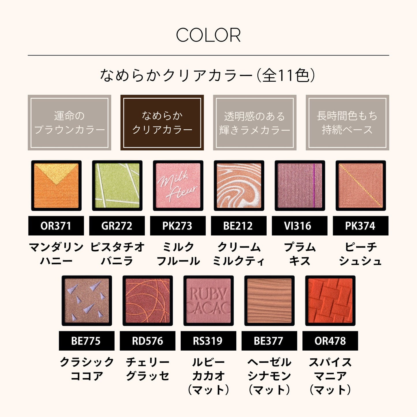カスタマイズアイカラー　シングル　なめらかクリアカラー　PK374　ピーチシュシュ（パール）